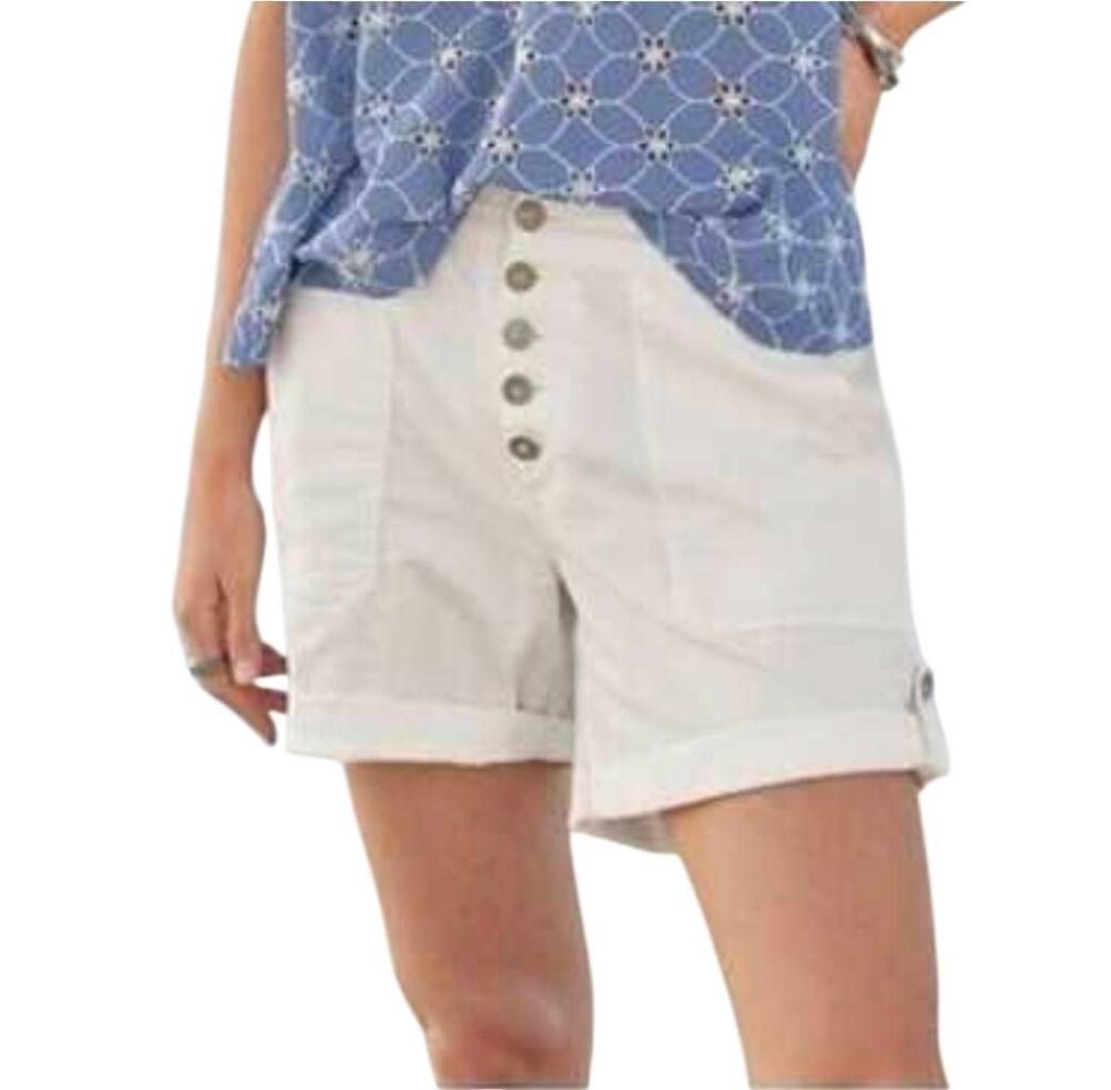 Sundance NWT White Linen-Blend Button-Fly Utility Shorts Size 12